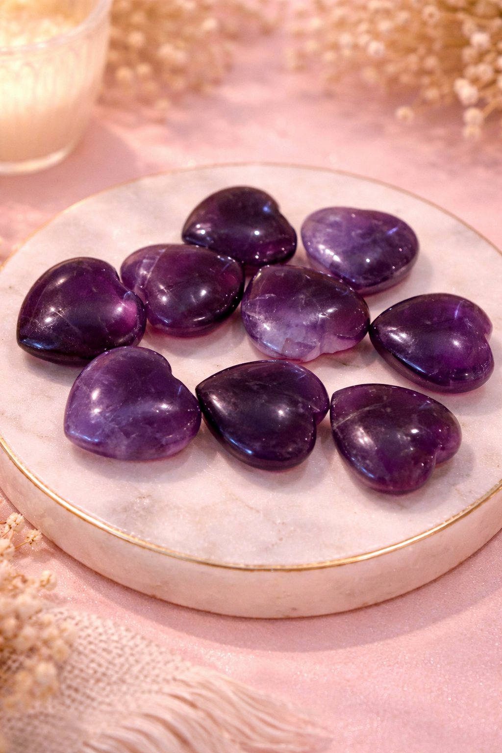 Amethyst Heart Crystals-Healing,Calm & Positive Energy
